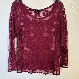 Express Deep Red Lace Blouse 2014